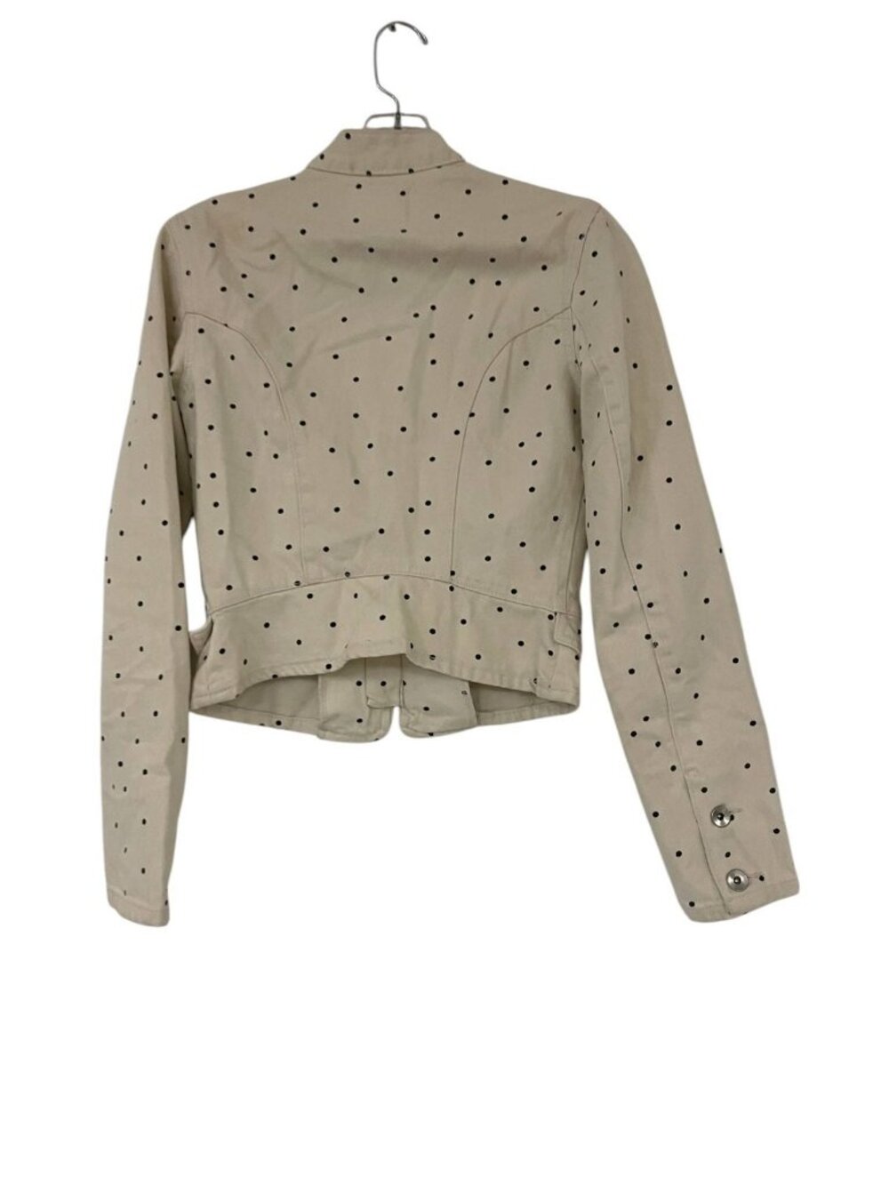 Zara Womens Denim Jacket XS Cream blue Polka Dot Long Sleeve NWT - Picture 4 of 14